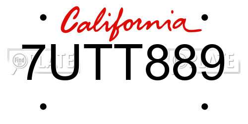 7UTT889 California License Plate