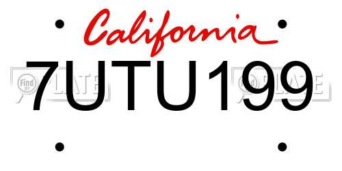 7UTU199 California License Plate