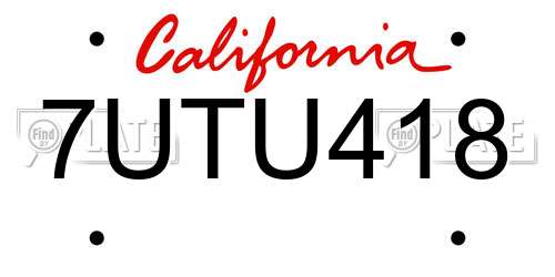 7UTU418 California License Plate