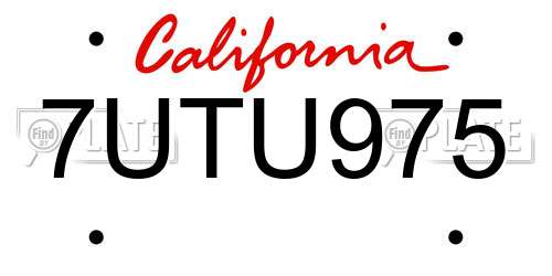 7UTU975 California License Plate