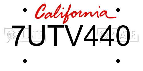 7UTV440 California License Plate