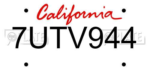 7UTV944 California License Plate