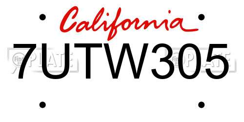 7UTW305 California License Plate
