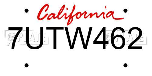 7UTW462 California License Plate