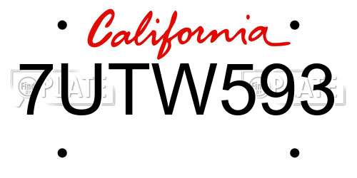 7UTW593 California License Plate
