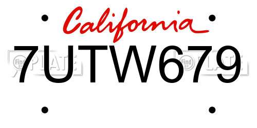 7UTW679 California License Plate