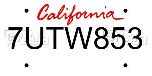 7UTW853 California License Plate