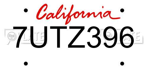 7UTZ396 California License Plate