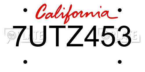 7UTZ453 California License Plate