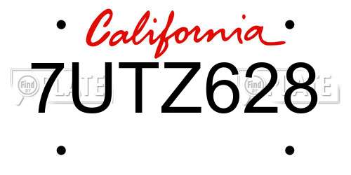 7UTZ628 California License Plate
