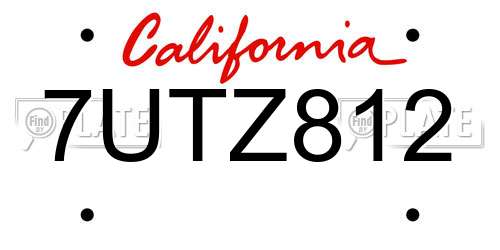 7UTZ812 California License Plate