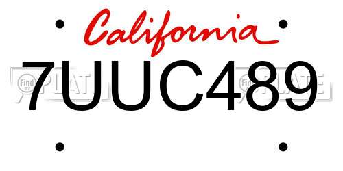 7UUC489 California License Plate