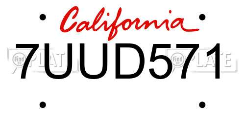 7UUD571 California License Plate