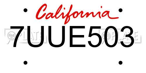 7UUE503 California License Plate