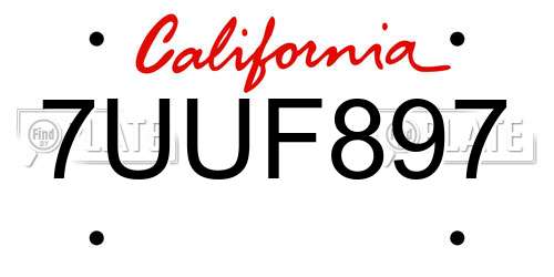 7UUF897 California License Plate