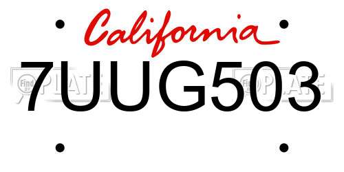 7UUG503 California License Plate