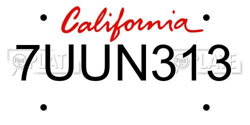 7UUN313 California License Plate