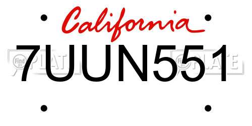 7UUN551 California License Plate