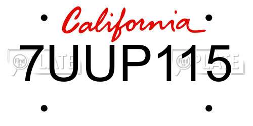 7UUP115 California License Plate