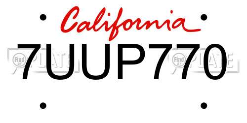7UUP770 California License Plate