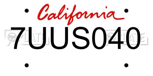 7UUS040 California License Plate