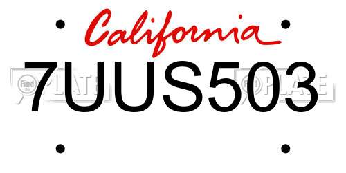 7UUS503 California License Plate