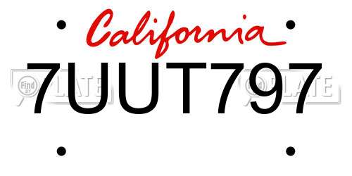 7UUT797 California License Plate