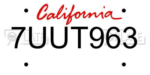 7UUT963 California License Plate