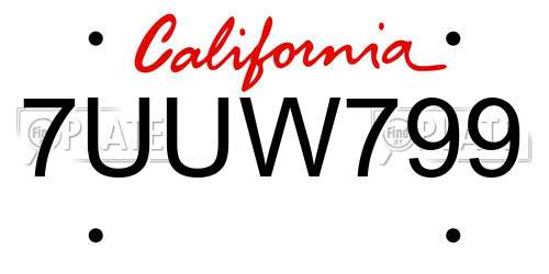 7UUW799 California License Plate
