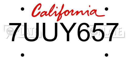 7UUY657 California License Plate