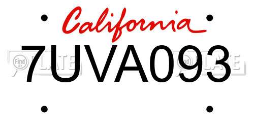 7UVA093 California License Plate