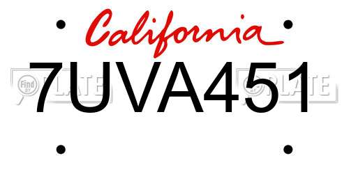 7UVA451 California License Plate