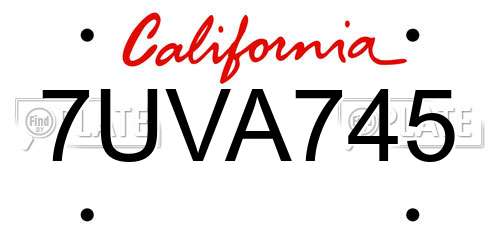 7UVA745 California License Plate