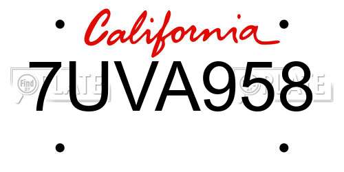 7UVA958 California License Plate
