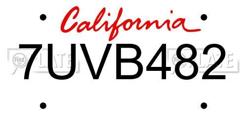 7UVB482 California License Plate