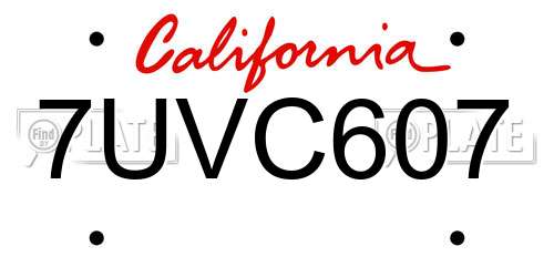 7UVC607 California License Plate