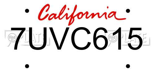 7UVC615 California License Plate
