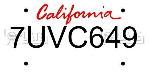 7UVC649 California License Plate