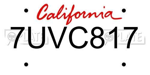 7UVC817 California License Plate