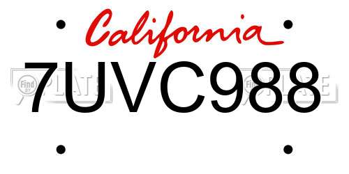 7UVC988 California License Plate