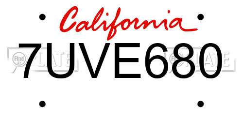 7UVE680 California License Plate