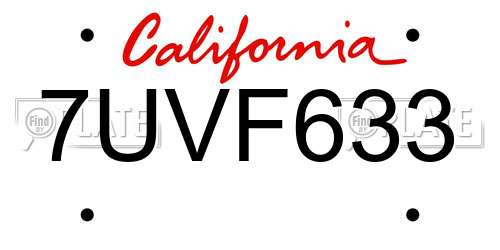 7UVF633 California License Plate