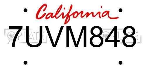 7UVM848 California License Plate