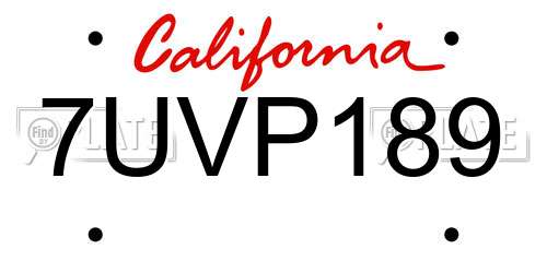 7UVP189 California License Plate