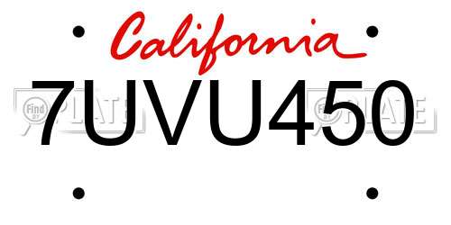 7UVU450 California License Plate