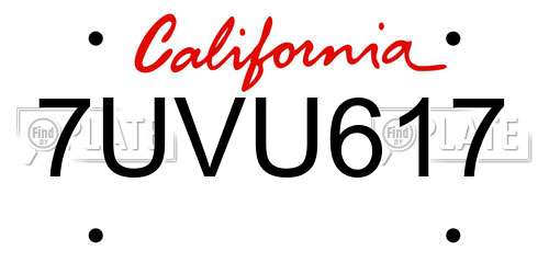 7UVU617 California License Plate