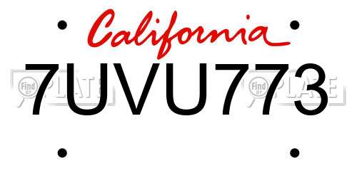 7UVU773 California License Plate
