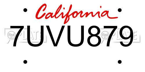 7UVU879 California License Plate