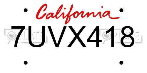 7UVX418 California License Plate