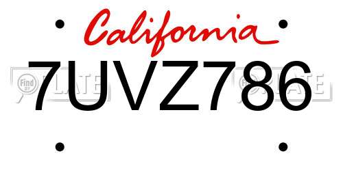 7UVZ786 California License Plate